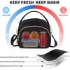 Black Cute Insulated Lunch Tote Bag for Women Work,Reusable Adult Lunch Box for Women, Stylish Wide Open Cooler Bag for Work(Black)