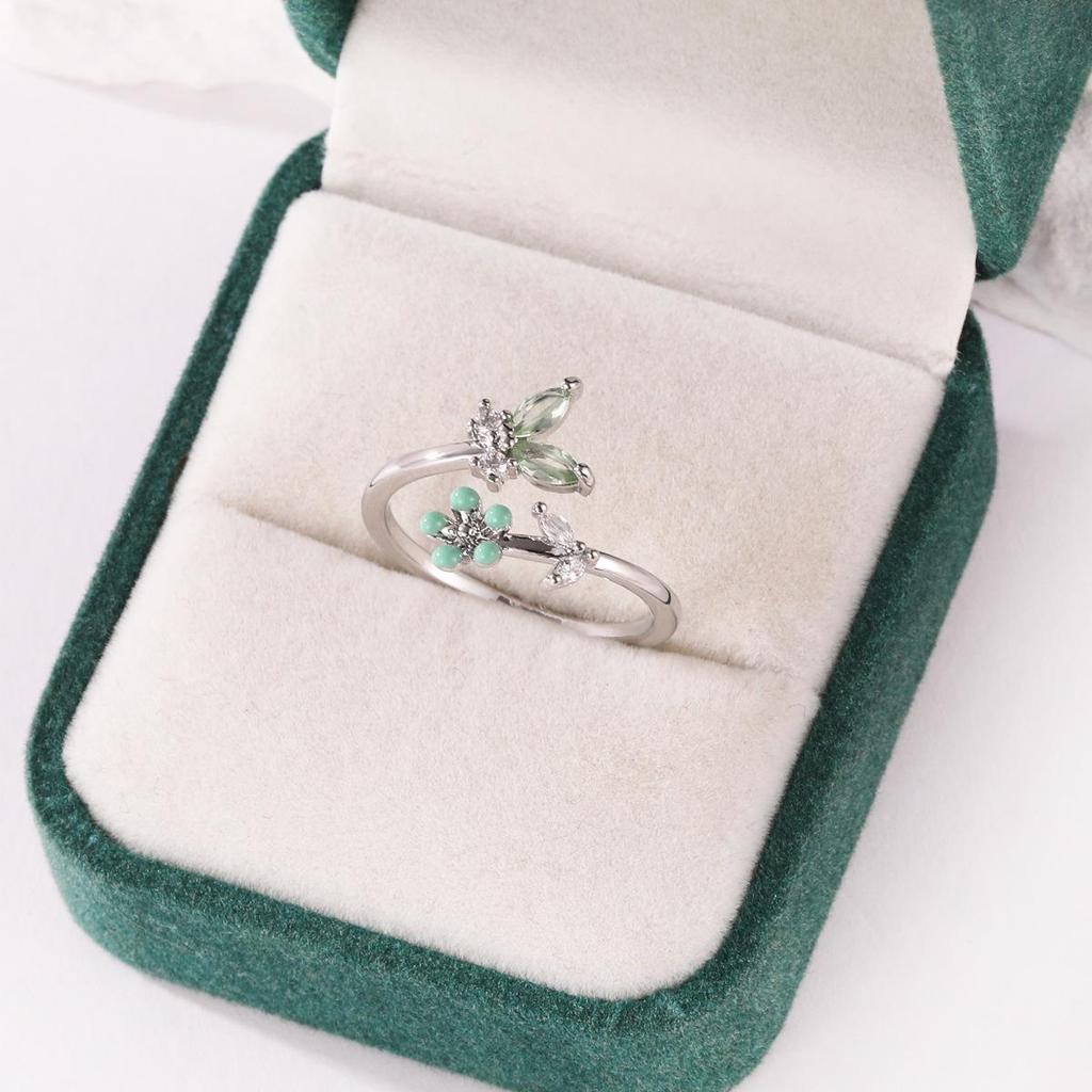 Elegant Adjustable Gold-Plated Zircon Ring for Women