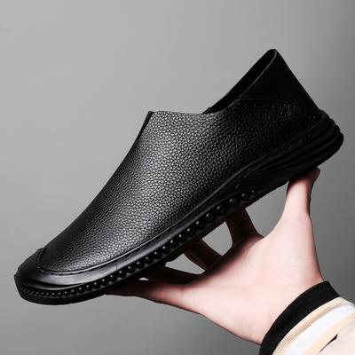 Neue Slipper Herren Casual Echte Lederschuhe Slip On Sommer Schwarz Braun Mode Italienisch Trendig Luxus Designer Marke Loafer Mann