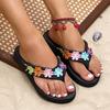 Plus Size 2026 Summer Open Toe Women's Slippers Platform Light Round Toe Flat with Floral Sandal Outdoor Daily Casual Flip Flops