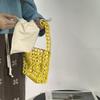Pure Color Hollow Out Bag Handmade Openwork Bag Fashion Beaded Woven Bag  Girls