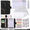 Marble Pattern A6 Binder Planner: PU Leather Cash Budget Loose-Leaf Notebook