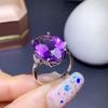 Trendy Amethyst-Colored Gemstone Open Ring for Women