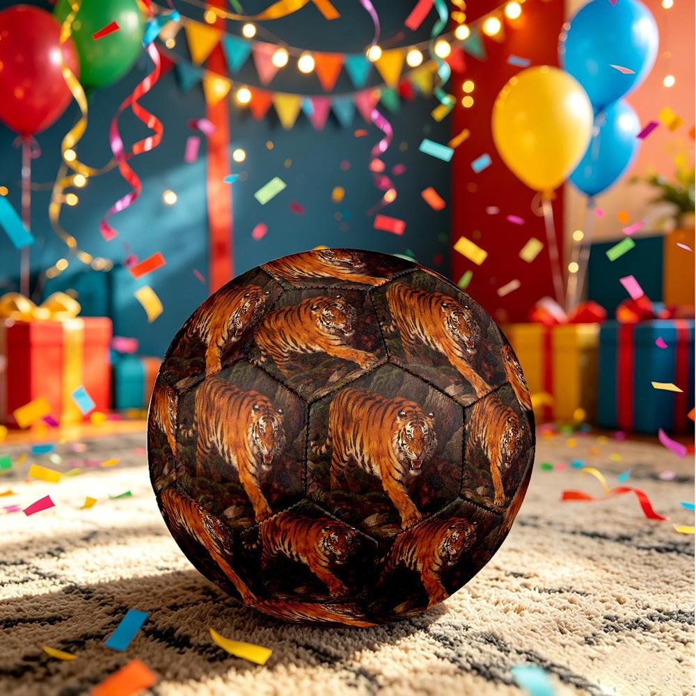 1pc Tiger Forest Theme Soccer Ball Football, Size 5, Lightweight PVC, Outdoor Training Soccer Ball,Gift j61417 Size 5