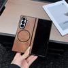 Leather Magnetic Phone Case for Samsung Galaxy Fold 7 6 5 4 3 ZFold7 ZFold6 Wireless Charge Hinge Protective Hard Cover
