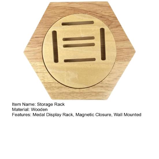 Medal Holder Display Rack with Hexagonal Design Hand-Polished Corners Wall Shelf for Sports Taekwondo Medals