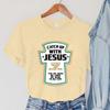 Catch Up with Jesus Dámská trička Vintage biblické verše Dámské topy Harajuku Křesťanská parodie Dámské oblečení s krátkým rukávem