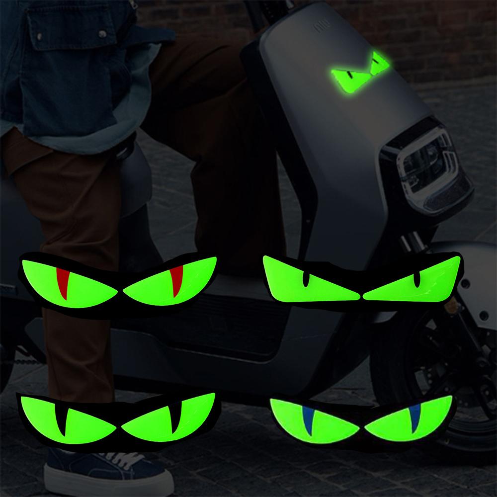 2pairs Reflective Devil's Eye Stickers For Car and Motorcycle Decor Luminous Improves Night visibility Safety Durability Fashion