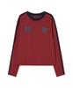 AWESOME STUDIO Football Line Color Block Long Sleeve Tee Wine