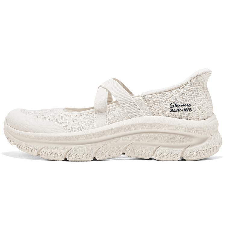Skechers Modern D Lux Women White Mary Jane Shoes Slip On Soft Comfort Breathable Thick Sole Height Increasing 159286-OFWT 40