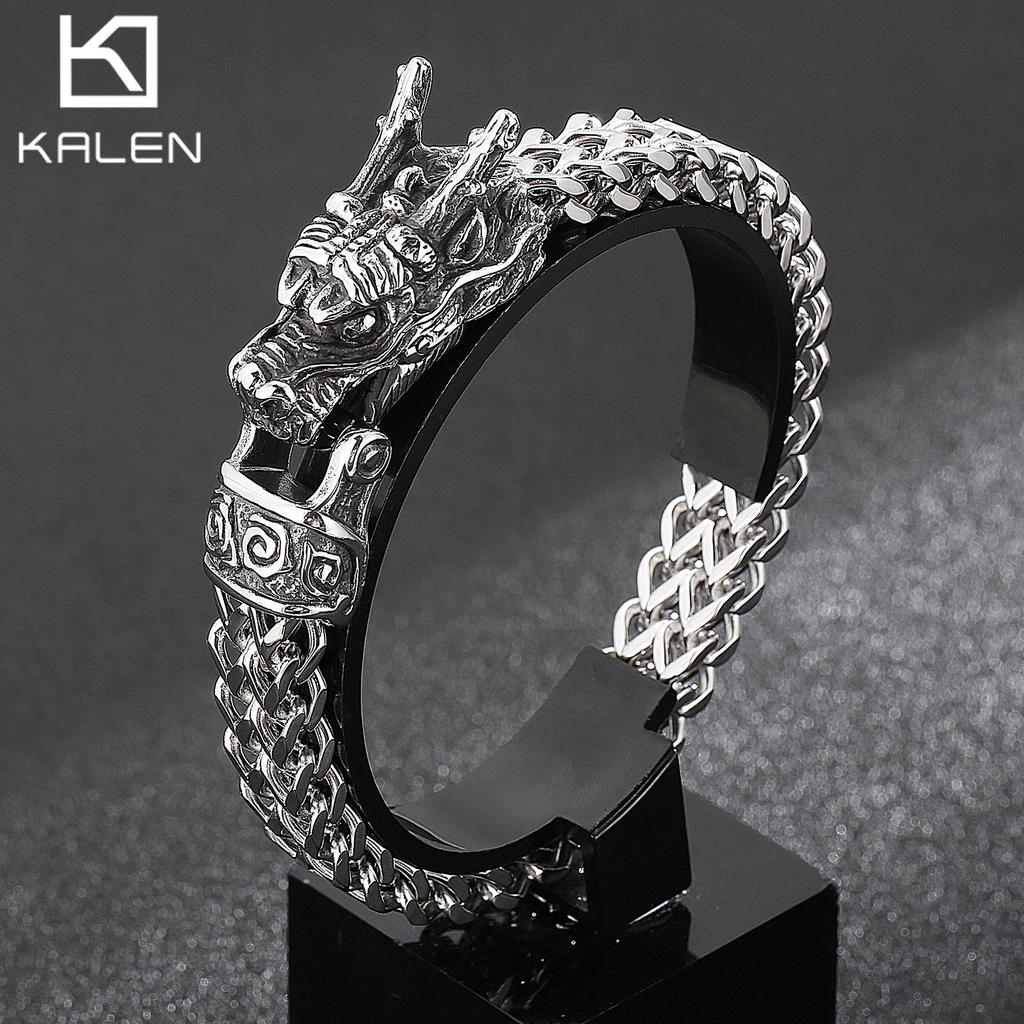 12mm Dragon Charm Bracelet with Mesh Chain - Stainless Steel 316L - KB148282-KJX