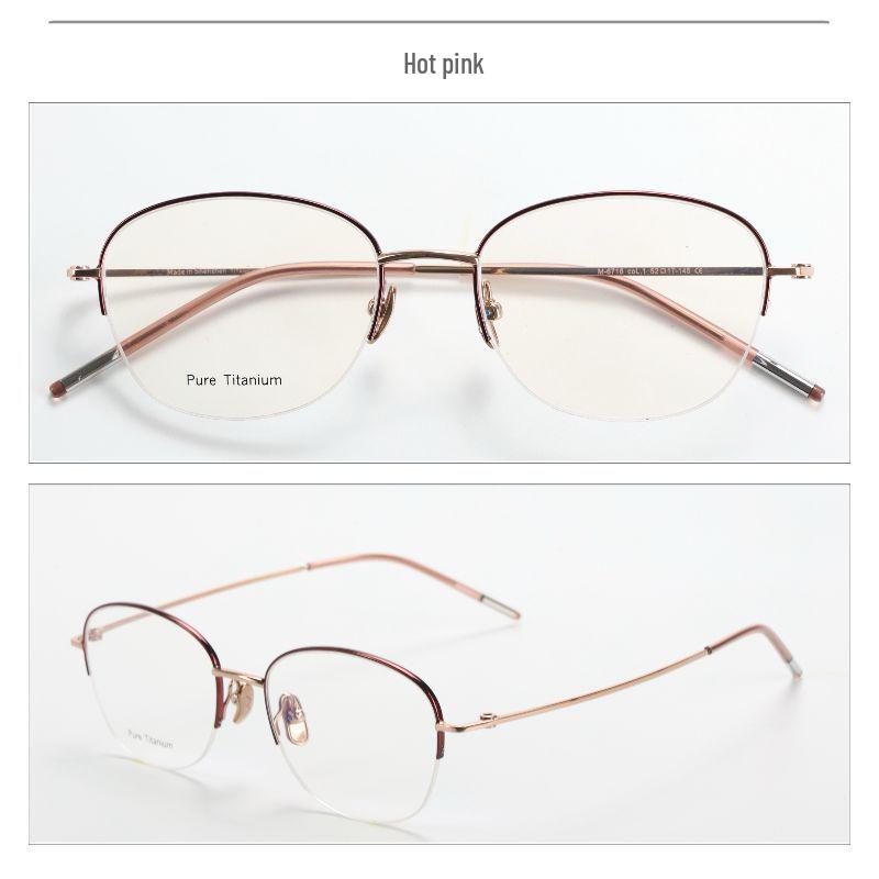 M6716S Unisex Retro Semi-Rimless Pure Titanium Eyeglass Frame - Prescription-Ready