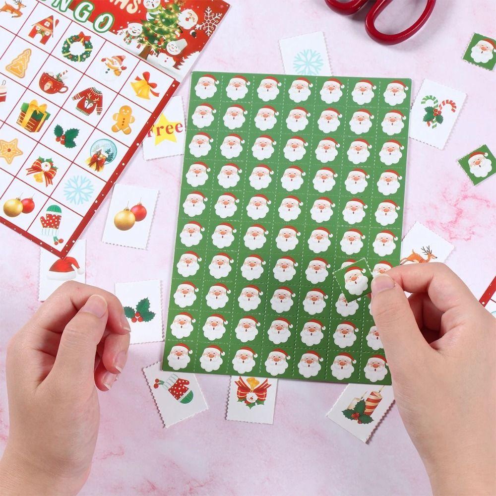 Reward Stickers Christmas Bingo Game Reusable Bingo Toys Set Children Gifts