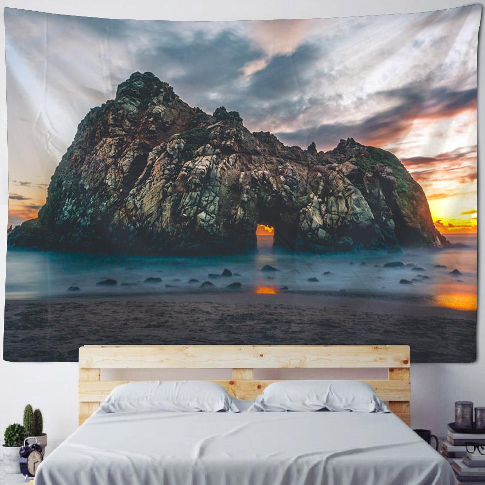Bohemian Tapestry Wall Hanging, Hippie Wallpaper, Sea View Sunrise, Living Room Bedroom, Blanket, Bed Sheet, Beach Towel