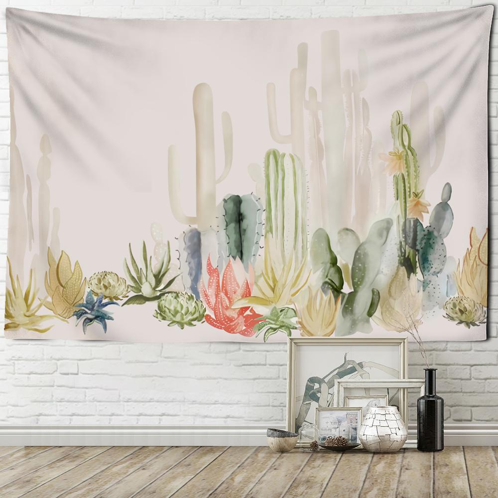 Ink Painting Cactus Tapestry Wall Hanging Tropical Plant Bohemian Simple Witchcraft Psychedelic Living Room Decor