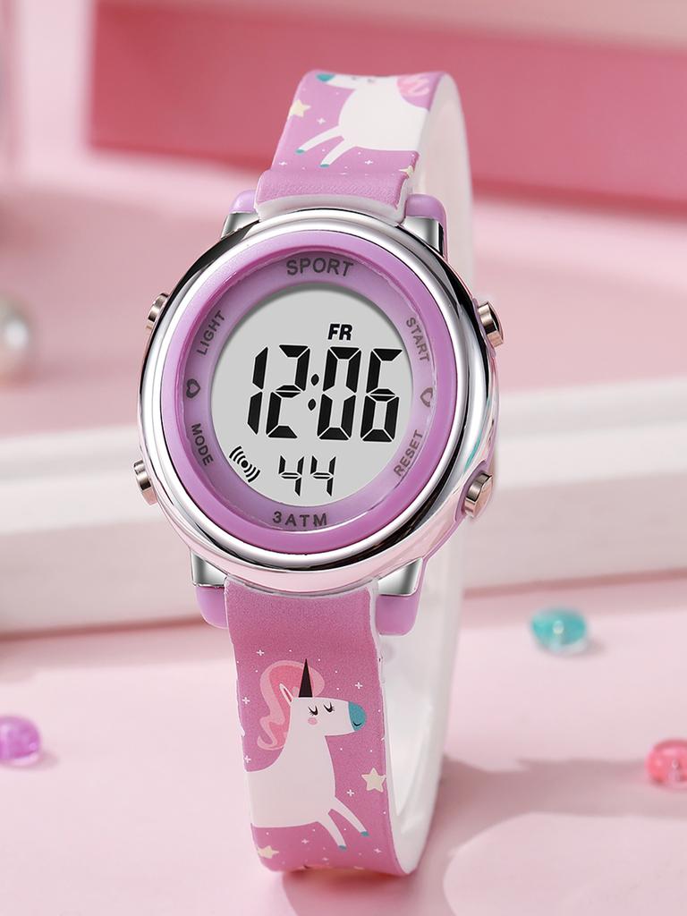 Cute unicorn pattern LED screen electronic watch, suitable for Christmas Halloween gifts, a variety of colors optional