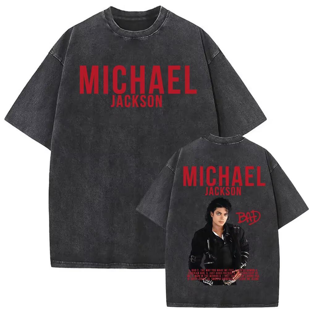 King of Pop Michael Jackson Album Cover T Shirt Men Women Fashion Classic Cool T-shirt Casual Vintage Washed T Shirts Streetwear