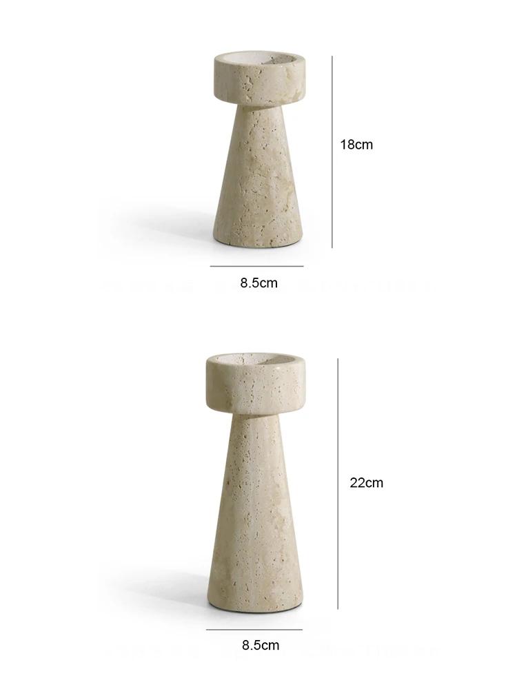 Minimalist Marble Candle Holder for Wedding Party Dinning Vintage Travertine Stone Taper Candlestick Holder for Home Decor