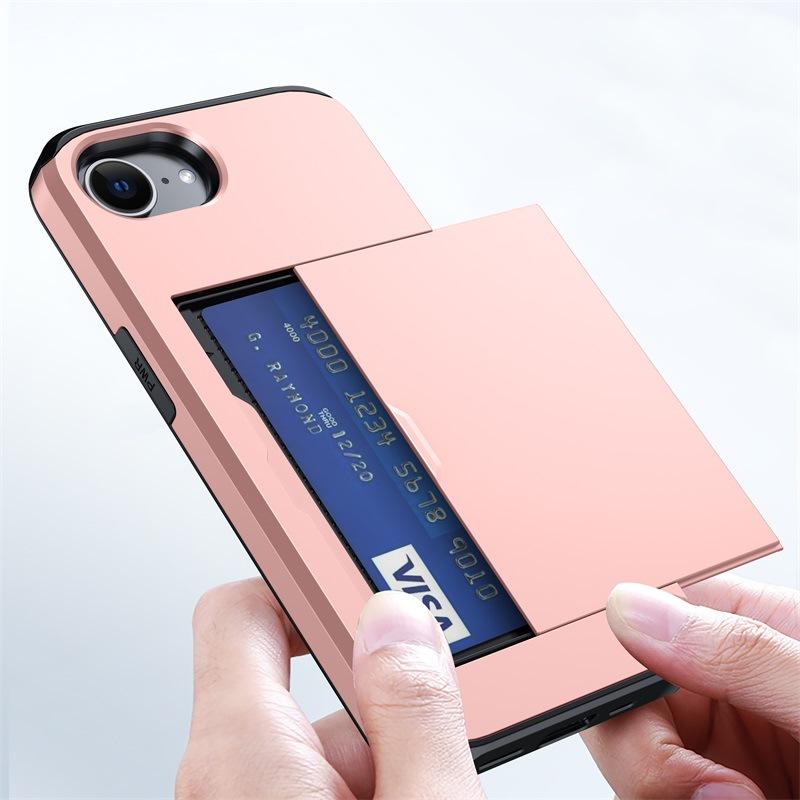 Applicable To IPhone16e Mobile Phone Case Apple 15 Slide Cover Card Two-in-one Wallet 7/8Plus Protective Case SE3