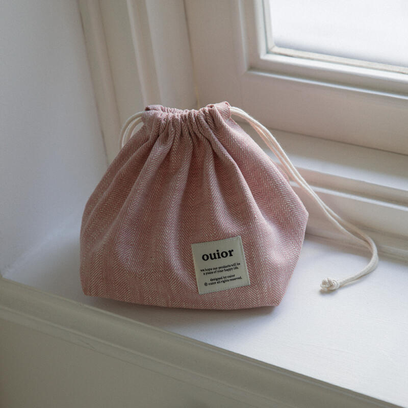 

пухлый мешочек на шнурке елочка (L) (+подарочная коробка) beige