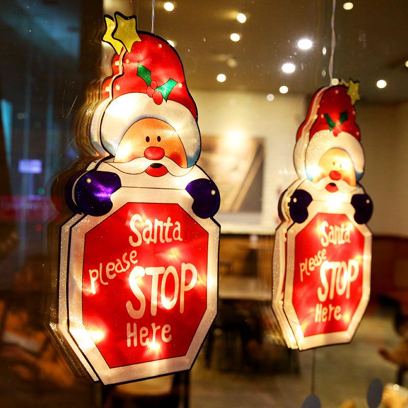 45cm Led Shape Lamp String Christmas Decoration Lamp Kitchen Window Glass Door Stick Sucker Lamp Festival Atmosphere Lamp