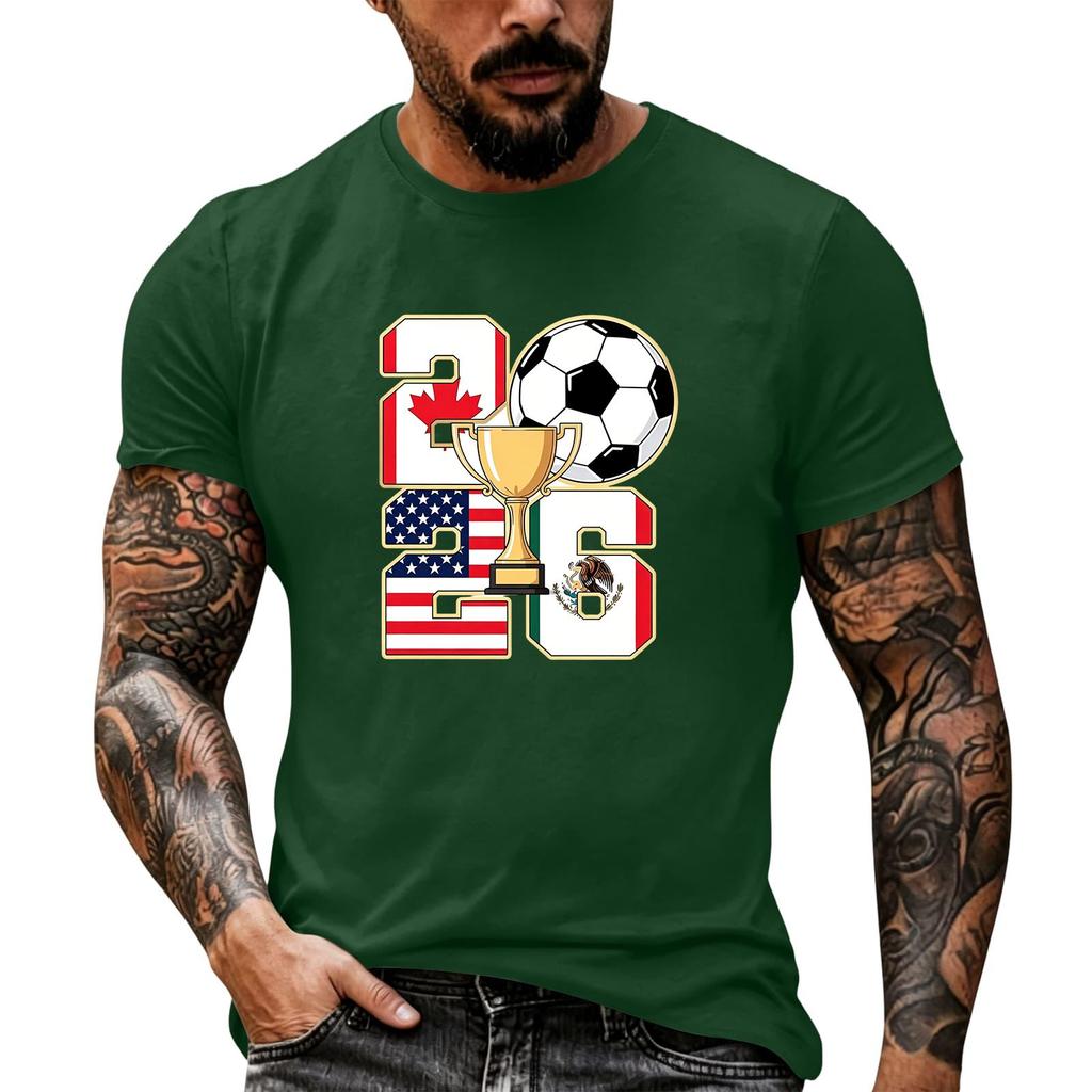 Men's Basic Crew Neck Short Sleeve T Shirt Loose Fit Casual Summer Top Soccer Themed Graphic Print Comfortable Fabric