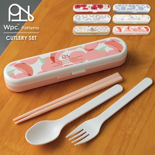 Wpc. Patterns Cutlery Set, Flower and Bird Design in Blue, 3-Piece Set (Chopsticks, Fork, Spoon) for Women, Perfect for Lunch Boxes, Lunches, and Begi