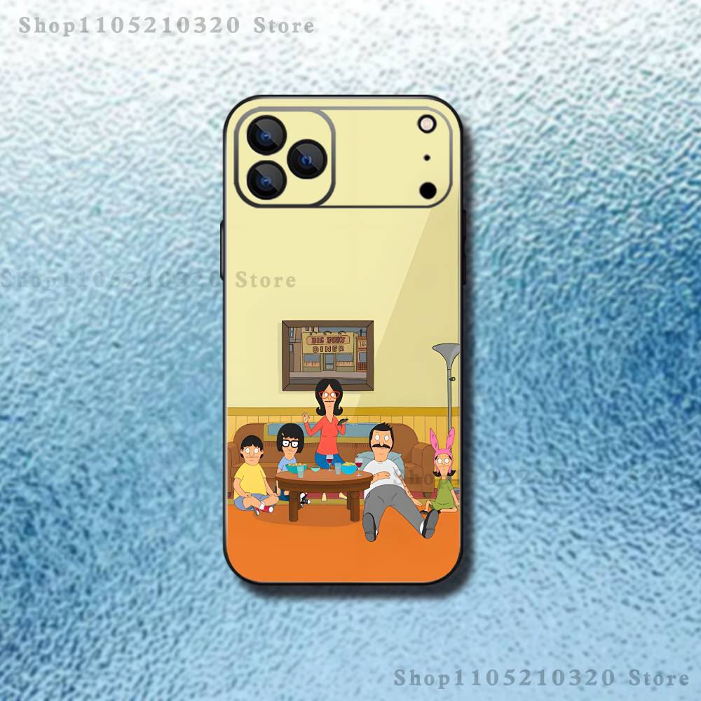 Cartoon B-Bobs Burgers Phone Case For iPhone 17,16,15,14,13,12,11,Pro Max,XSX,,XR,SE,Mini,8,7,Soft Silicone Black Cover