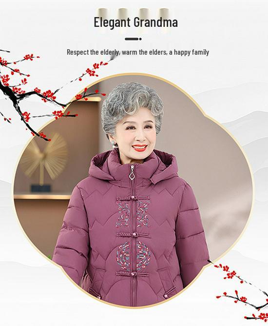 Cozy Chinese-Style Cotton Jacket for Middle-Aged & Elderly Women - Autumn/Winter Edition