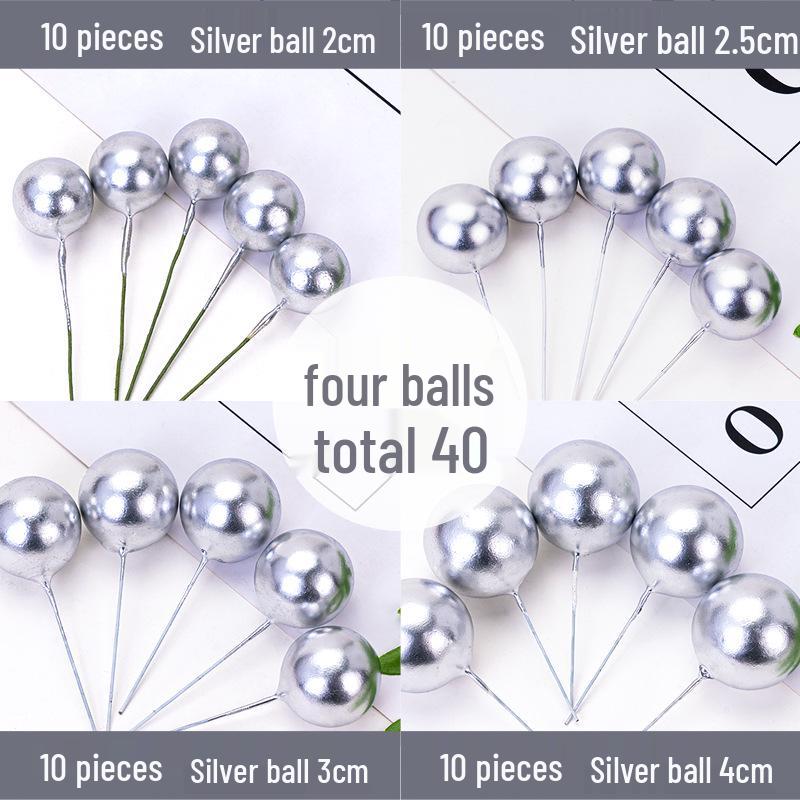 100pcs Cake Toppers: Gold, Silver, and Colorful Balls for Birthday Party Decorations