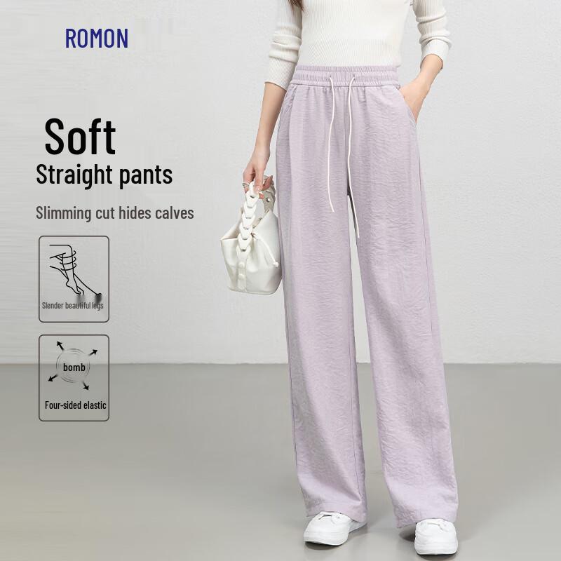 

Luomeng Women s High-Waist Drapey Straight-Leg Casual Pants XL