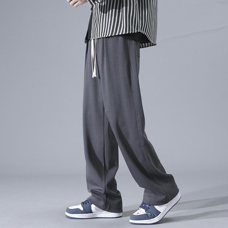 Men's spring and autumn new loose straight casual pants men's drape wide legs