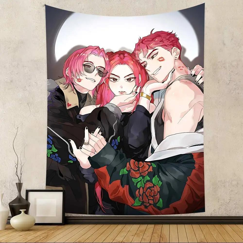 K-Pop Demonn Hunterss Anime Style Tapestry Home Bedroom Decoration Birthday Party Party Background Cloth
