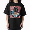 Vintage Cat Ramen Anime Japanese Lifestyle Graphic Tees Kawaii Cat For Men Women Kids Oversized T-Shirt