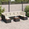 VidaXL 8-Piece Garden Sofa Set with Cushions Black Poly Rattan Acacia 3348043