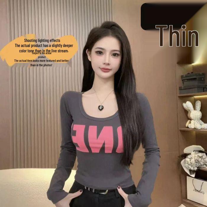 

2025 Spicy Girl Women s U-Neck Short-Sleeve T-Shirt - American Straight Shoulder, Summer Chic, Niche Pure Desire Top Medium