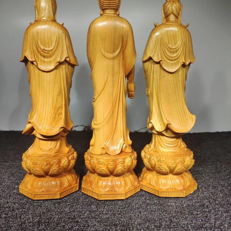 Natural Solid Wood Sculpture Guanyin, Buddha Tathagata Statue ,Chinese Buddhist Figures Home Room Office Feng Shui Statues