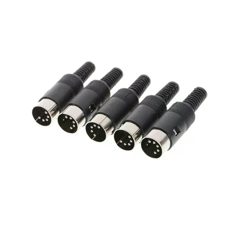 5Pcs DIN Male Plug 5 Pin Connector With Plastic Handle Adapters Cables DIN Male Plug Cable Connector