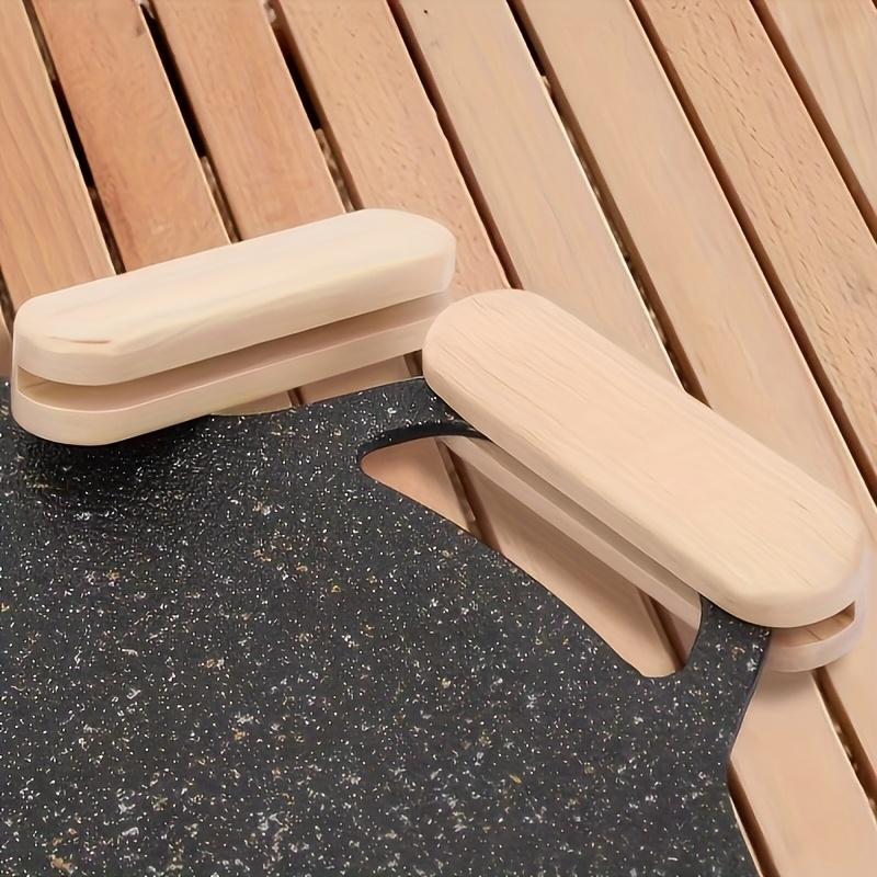 A Pair Solid Wood Flat Bottom Pot Insulation Handle Anti-Burn Portable Baking Pan Handle,Outdoor Grill Pan Handle Anti-Burn Pad
