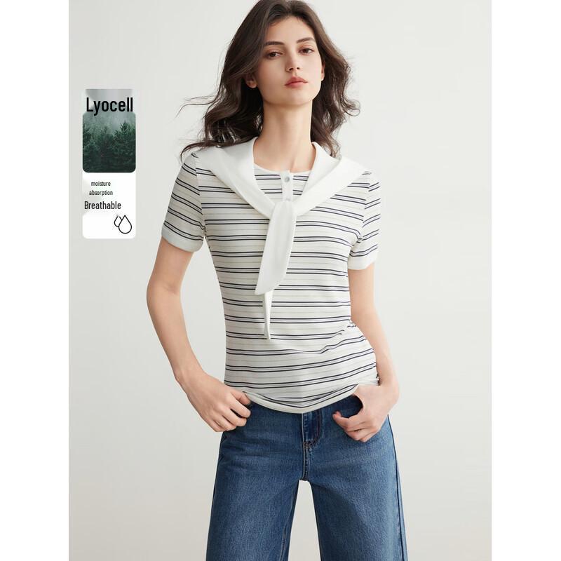 ELLE Contrast Shawl T-shirt
