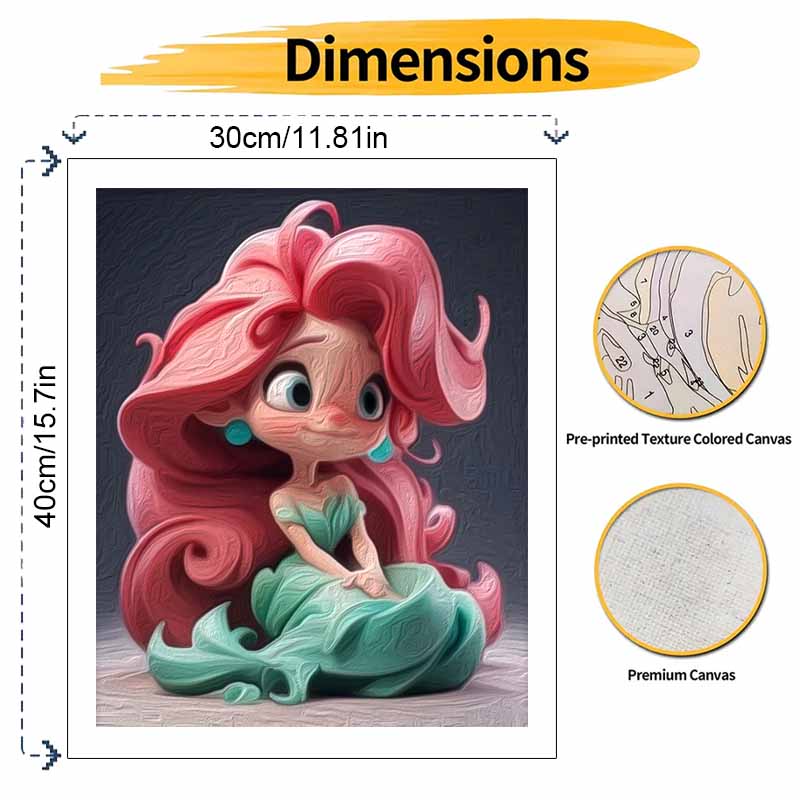 Disney Ariel Mermaid Oil Paint by Numbers Painting Kit Handmade Diy Home Decor Gifts for Artsy Bedroom Aesthetic Wall Art Set 130