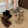 French Herringbone Toe Sandals Women's Summer Temperament Flat-bottomed Cool Boots Loose Sleeve Trousers Short Boots