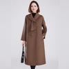 Fengxun Women's 100% Wool Scarf Collar Long Coat