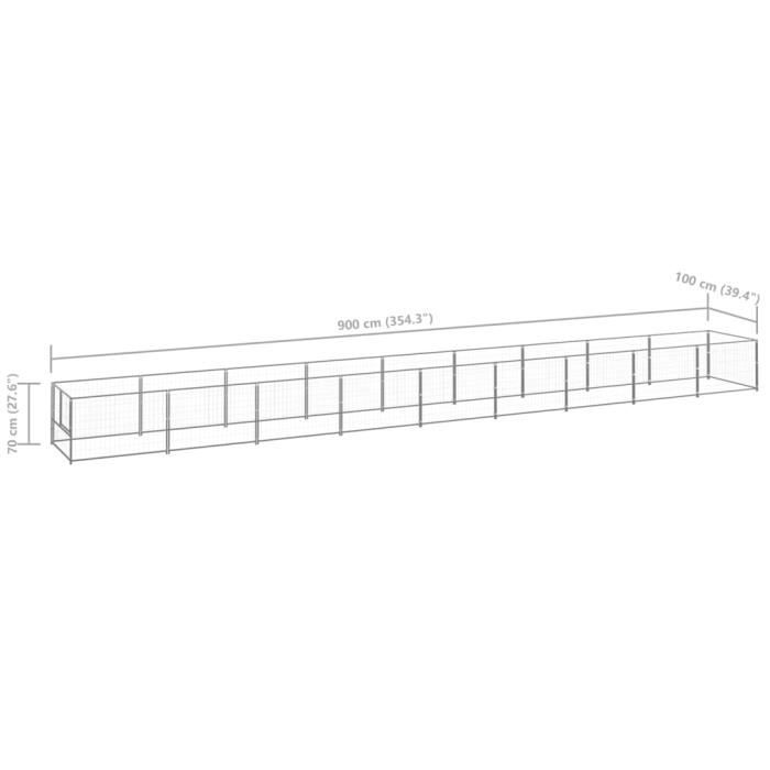VidaXL Chenil Argenté, 9 m² Acier