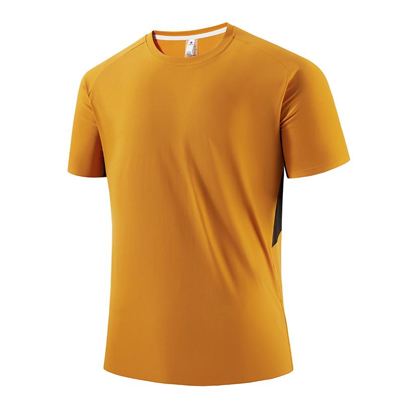 Men's Ice Silk Short-sleeved T-shirt Pure Cotton Round Neck Body Shirt Breathable Quick-drying Elastic Top