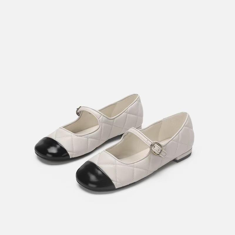 Mary Jane shoes women's round head shallow mouth flat bottom ballet shoes versatile word with diamond retro