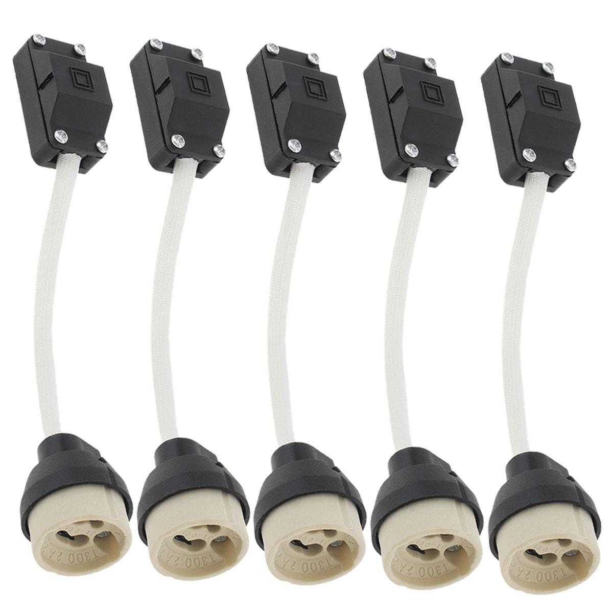 

5pcs GU10 Lamp Holder on Bracket Ceramic Lamp Bases Connector for LED Light Bulbs / Downlight with Terminal Box Socket Model 3