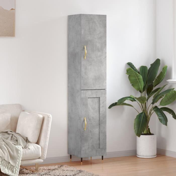 VidaXL Buffet haut Gris béton 34,5x34x180 cm Bois d'ingénierie 3199093