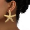 Starfish Geometric Stud Earrings: European & American Metal Textured Design