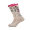1 pair of European and American trendy socks with personalized street fashion oil painting series socks